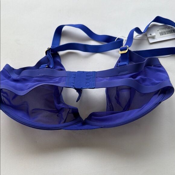 NWT CUUP THE PLUNGE BLUE SHEER MESH BRA SIZE 30F - Picture 2 of 5